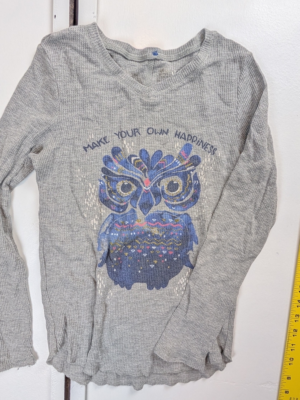 SO Gray Long-Sleeve Thermal Top with Blue Owl Graphic